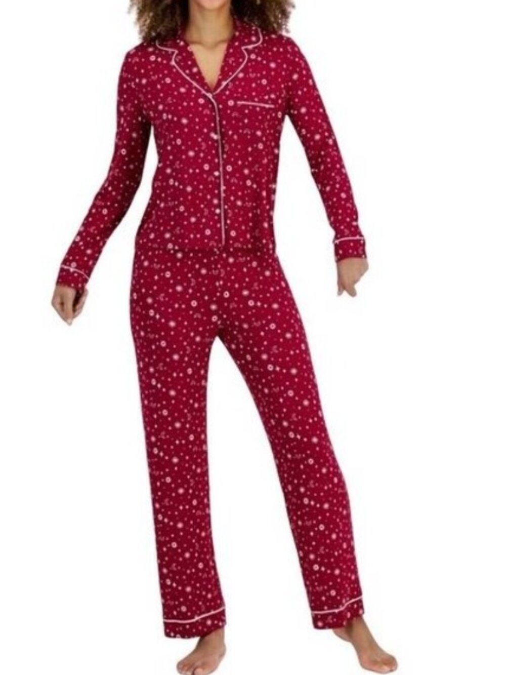 Jenni Soft Notch Collar Pajama Set Plum Tart Sun & Moon SMALL (4446)